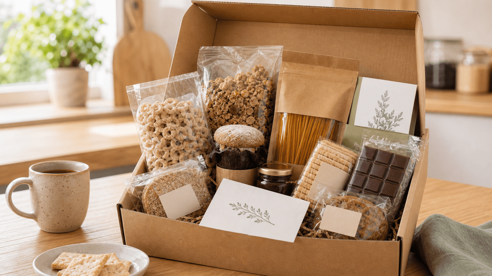 Breakfast Box sans gluten avec produits préemballés